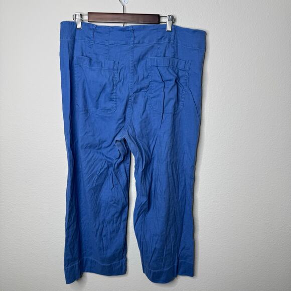 Maeve The Colette Blue Linen Blend Wide Leg Pants Women’s 18W Cropped - Picture 2 of 12